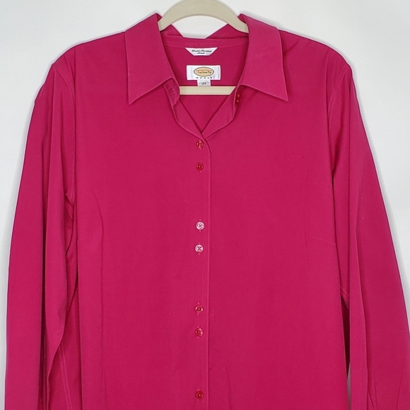 Talbots Woman Wrinkle Resistant Stretch Pink Shirt 16W Long Sleeve Button-up - Picture 3 of 12